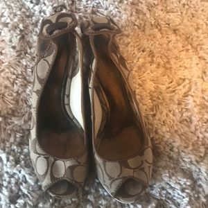 Coach open toe wedges